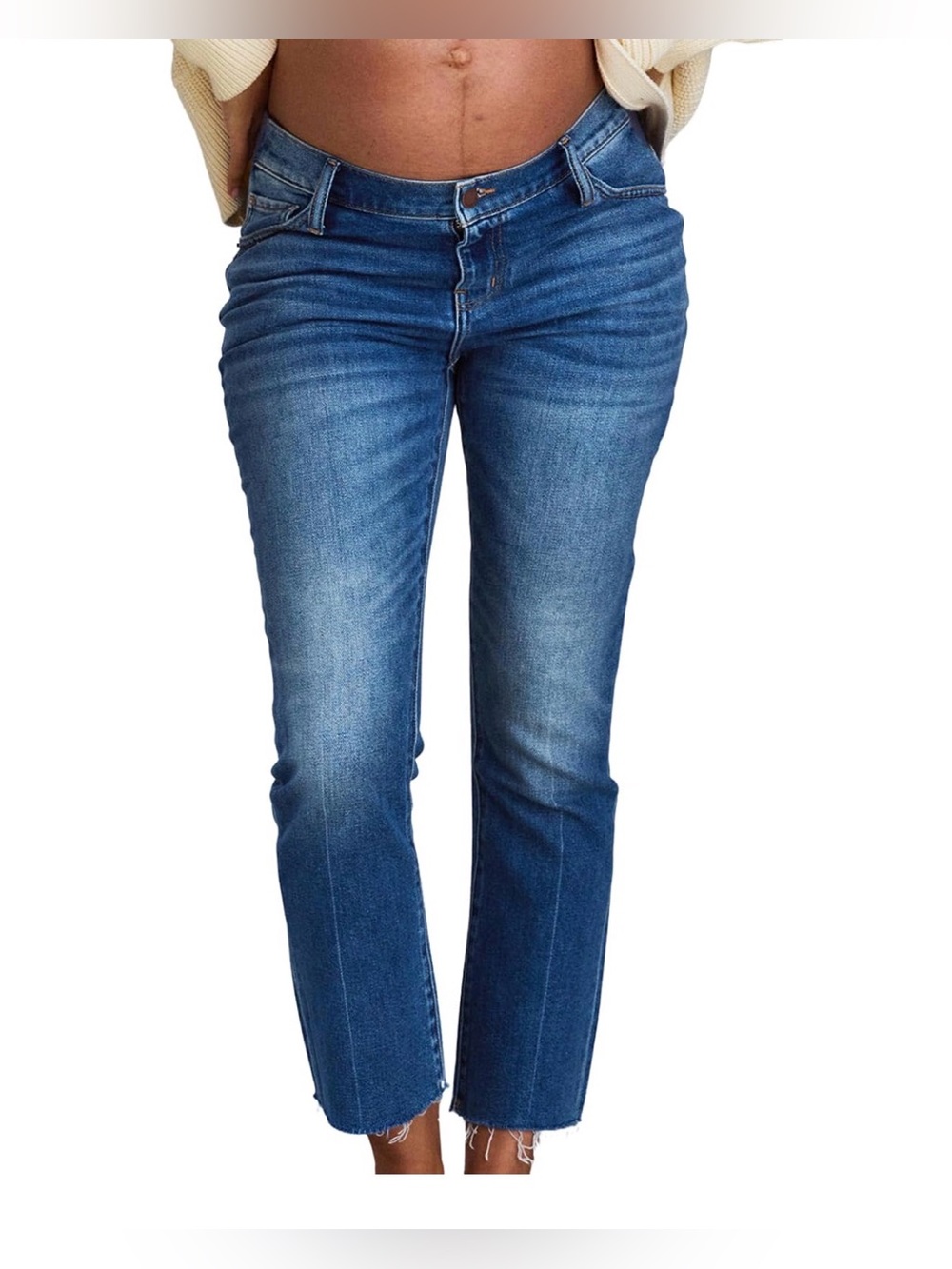 HATCH Crop Maternity Denim Jeans
Low Rise, Slight Flared Crop Hem, Size 29